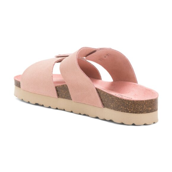 BIO GREEN Made In Spain Suede Dual Band Sandals With Buckle Closures - Picture 2 of 3